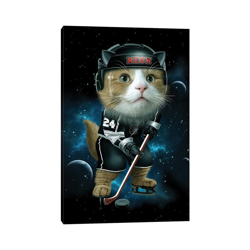 Meow Ice Hockey by Adam Lawless - Wrapped Canvas Gallery-Wrapped Canvas Giclée, 20.32 cm H x 30.48 cm W