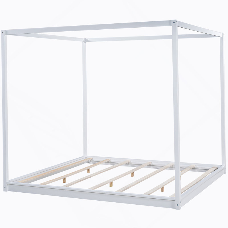Lit plateforme avec pieds de support CaNopy, Très grand, Blanc