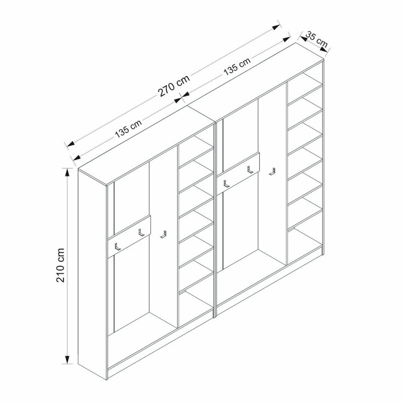 Support de couloir moderne, blanc, 106,3 x 82,7 x 13,8 pouces | 100% panneau de particules enduit de mélamine, épaisseur: 0,7 pouce | Solution de rangement élégante et fonctionnelle pour le vestibule, design durable et élégant
