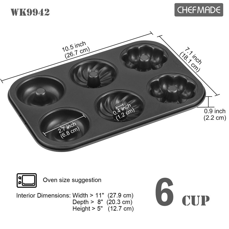 Moule à beigne antiadhésif à 6 cavités pour la cuisson CHEFMADE