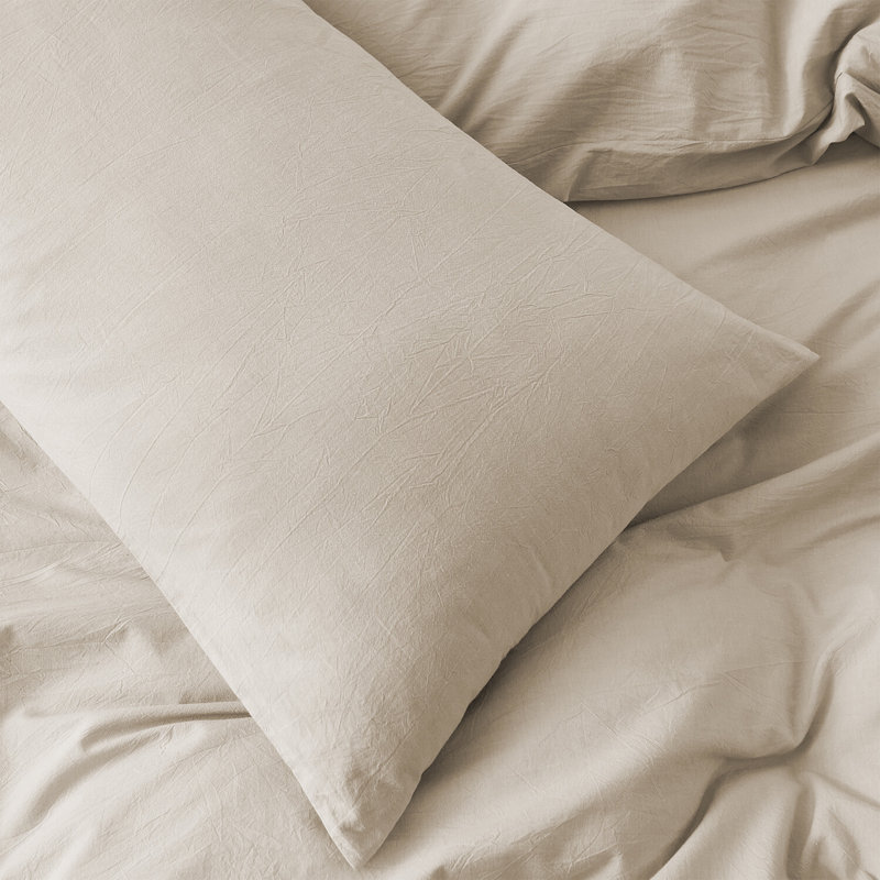 XINMIANFANG 100% Washed Cotton Pillowcases Linen Textured Natural Wrinkle Pillow Shams Set of 2 Comfy Breathable Durable