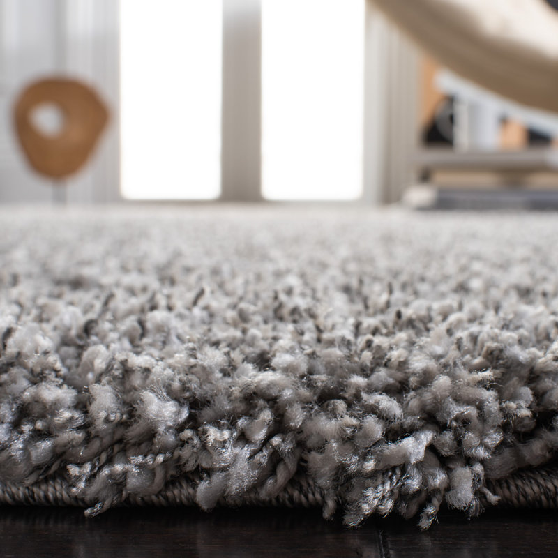 Assiya Shag Performance Solid Color Rug, Round 5'3"