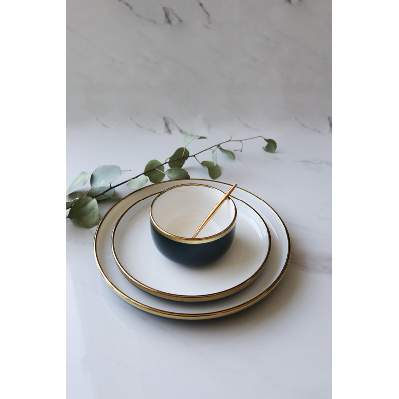 "The Luxury Collection" bleu et blanc avec garniture dorée - petit bol 4,5 "