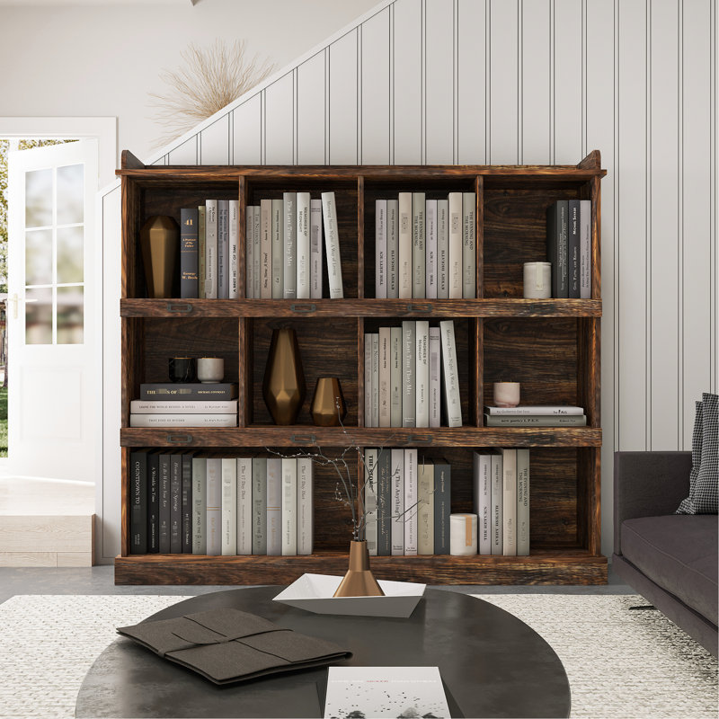 Bibliothèque de 10 étagères. Convient aux livres, aux cartables et aux photos encadrées. Panneaux de particules de 15 mm et 3 mm. Facile à nettoyer. Dimensions : 137 cm x 29,5 cm x 118 cm. Organisez vos collections de façon systématique. Pratique.