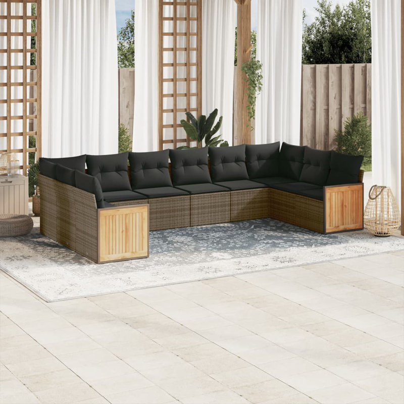 Ensemble de canapé de jardin Vidaxl, Coussin gris / cadre gris