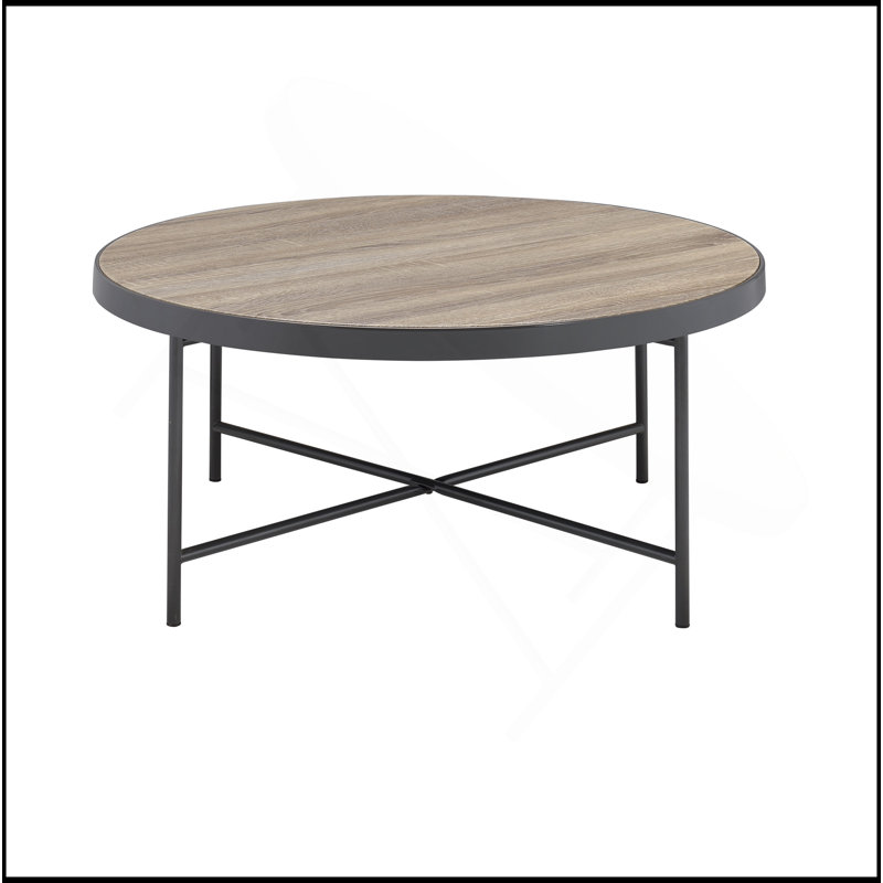 Table basse en chêne vieilli gris et métal
