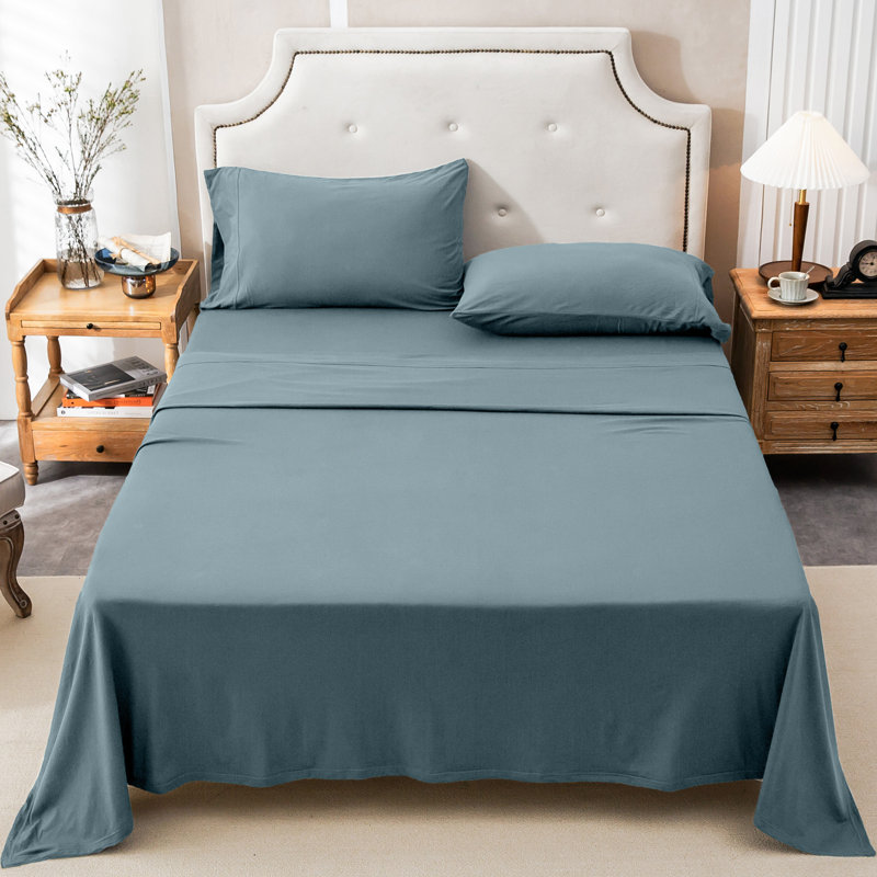 100% T-Shirt Cotton Super Soft Comfy Breathable Fits Mattress Up To 20" Extra Deep Pocket, Cerulean Blue