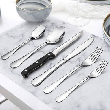 48-Piece Matte Black Silverware Set with Steak Knives, Black Flatware Set  for 8