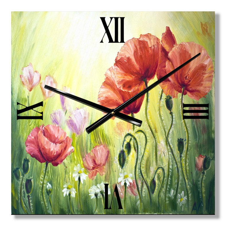 Horloge murale «Blossoming Poppies in the Morning I», Moyen