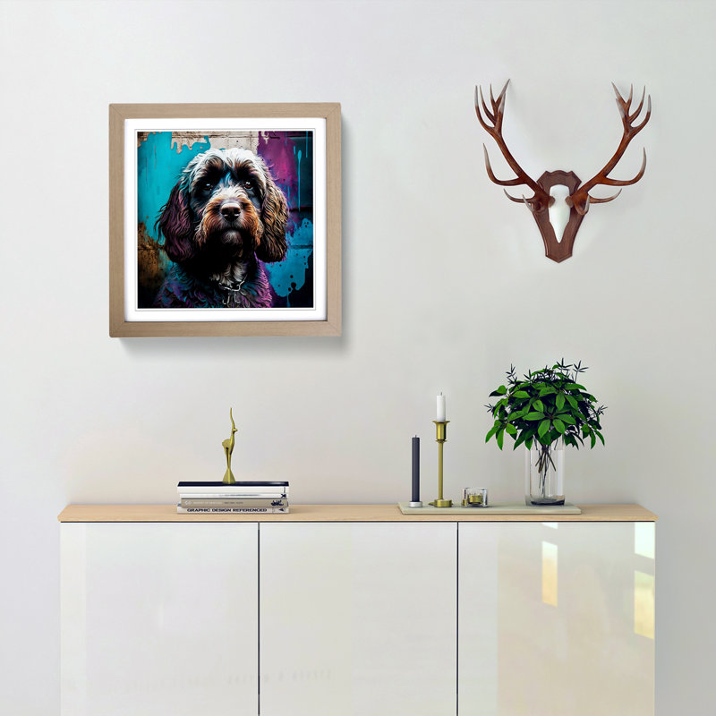 Cockapoo Graffiti Art - Framed Print, Oak
