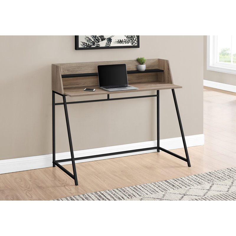 Computer Desk, Home Office, Laptop, Storage Shelves, 48"L, Light Brown/Black