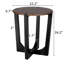 Table d'appoint ronde en bois massif d'acacia brun de 26 po de hauteur, table de chevet à pieds croisés en MDF noir et support de verdure en bois massif naturel