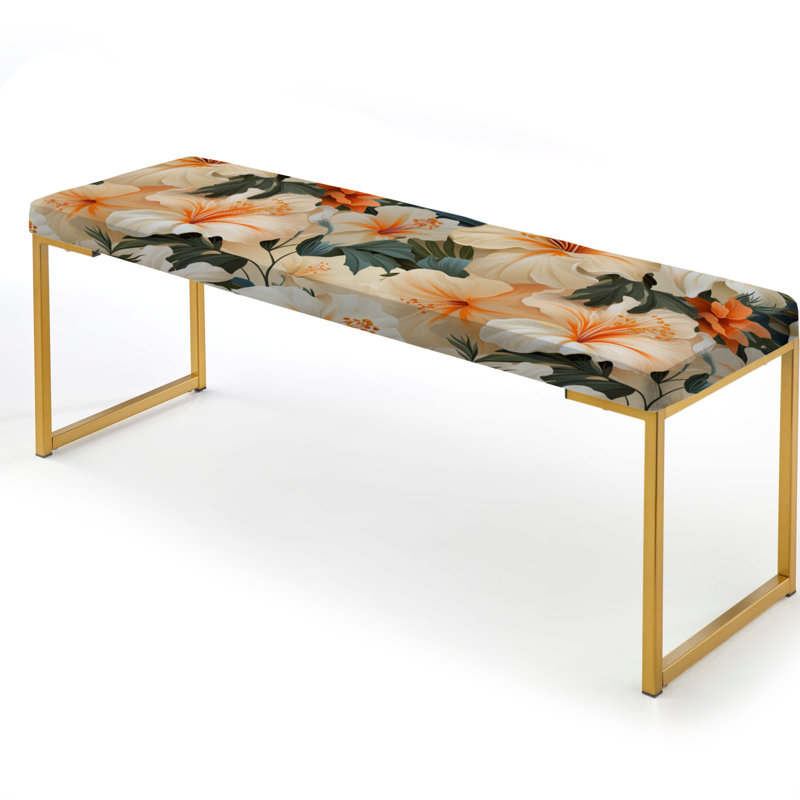 Banc rembourré or, Papaya Dreams Tropical Pattern