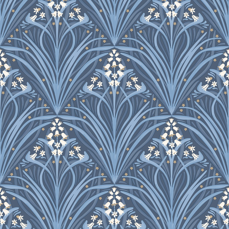 Papier peint Victorian Bloom, Bleu