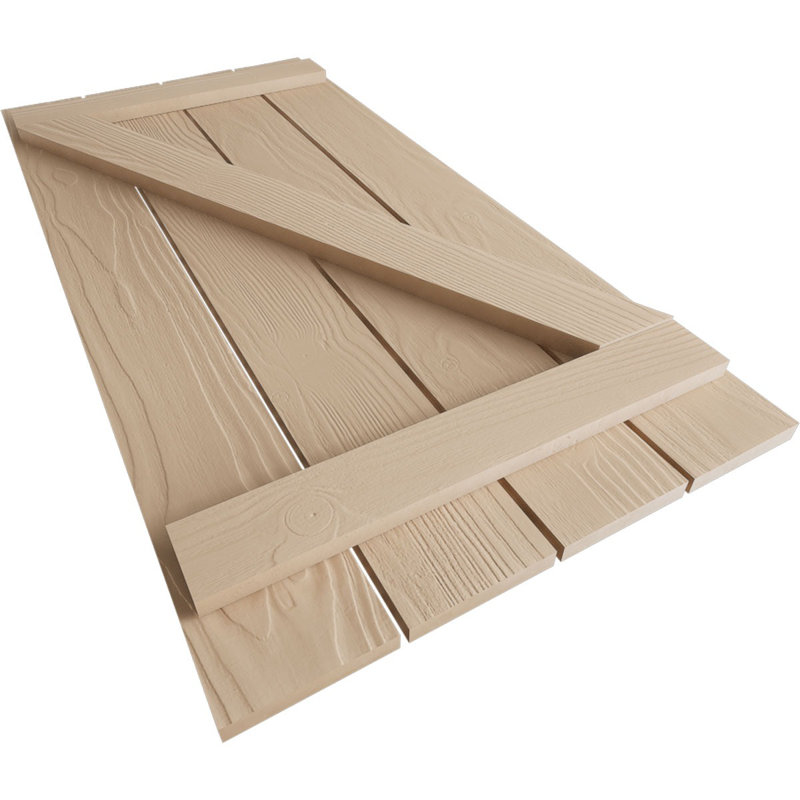 Volets rustiques à quatre planches espacées avec planche en Z (par paire), Texture sablée / brun clair apprêté, 23"