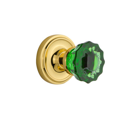 Classic Rosette with Crystal Emerald Door Knob
