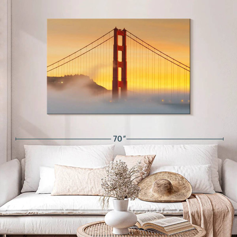 Lilie Golden Gate Bridge Sunset Mist, H 32 po x l 48 po