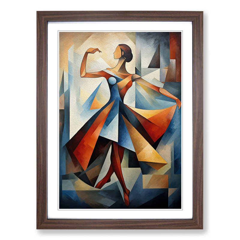 Ballet Dancer Cubism Art - Framed Print, Walnut Framed, 46cm H x 34cm W