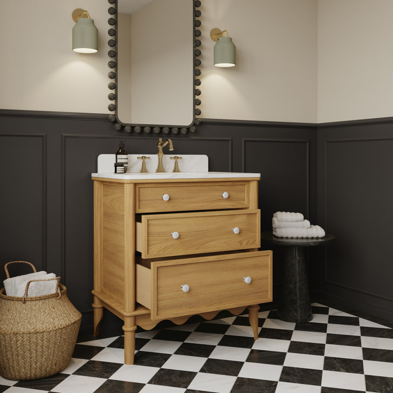 Juliette 30" Vanity in Natural Enhanced Oak, Enhanced Natural Oak, 34" H x 30" W x 22" D