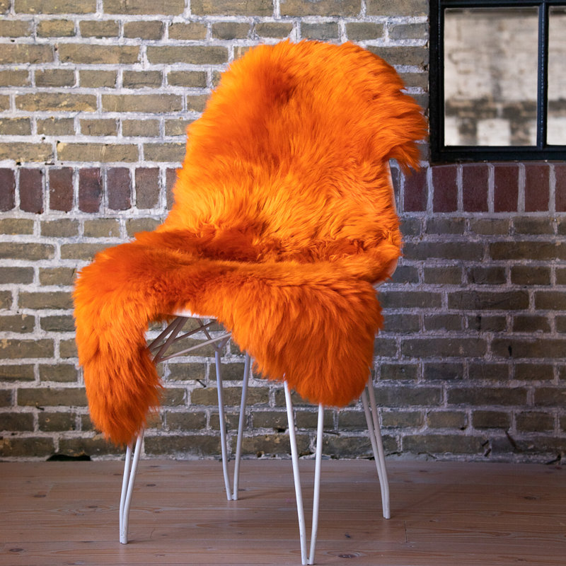 Alzena Solid Colour Sheepskin Hand Woven 55cm X 95cm Area Rug