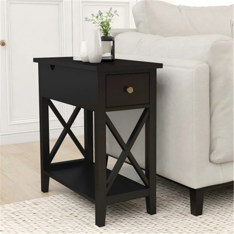 Table de bout à 2 tiroirs, table d'appoint étroite avec tiroir, table d'appoint pour le salon et la chambre à coucher