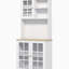 Armoire de rangement pour garde-manger de 72 po avec huche, grand comptoir, portes en verre et tablettes réglables, armoire à micro-ondes, armoire à café