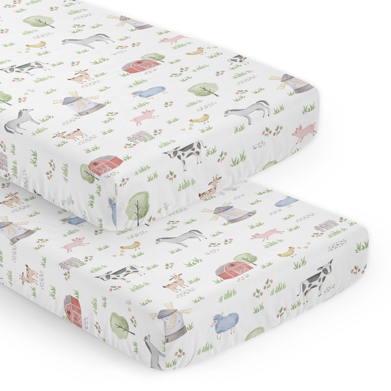 Farm Animals Fitted Crib Sheets Set by Sweet Jojo Designs