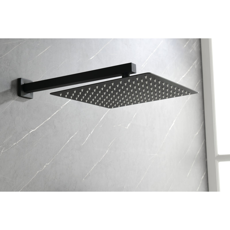 Matte Black Shower System Featuring Self-Cleaning Head And Hand Shower: Hose, Valve Trim, Lever Handles, Niche - Corrosion Resistance With Construction Components: Head, Shower, Long-Lasting