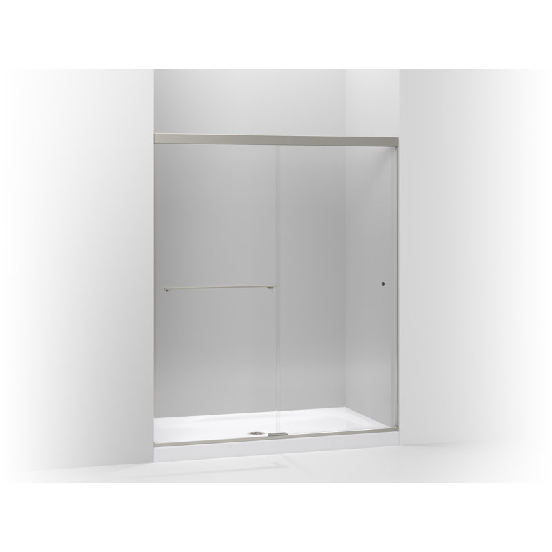 Revel 59.63" x 70" Double Sliding Shower Door with CleanCoat Technology, Bright Polished Silver, Frosted