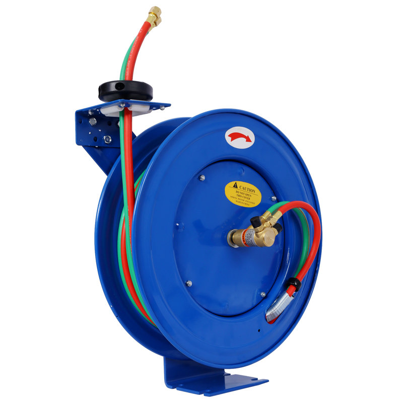 Tuyau de soudage enroulable rétractable 1/4 po x 50 pieds pour tuyaux d'oxygène en acétylène double standard STD Duty Max 200PSI
