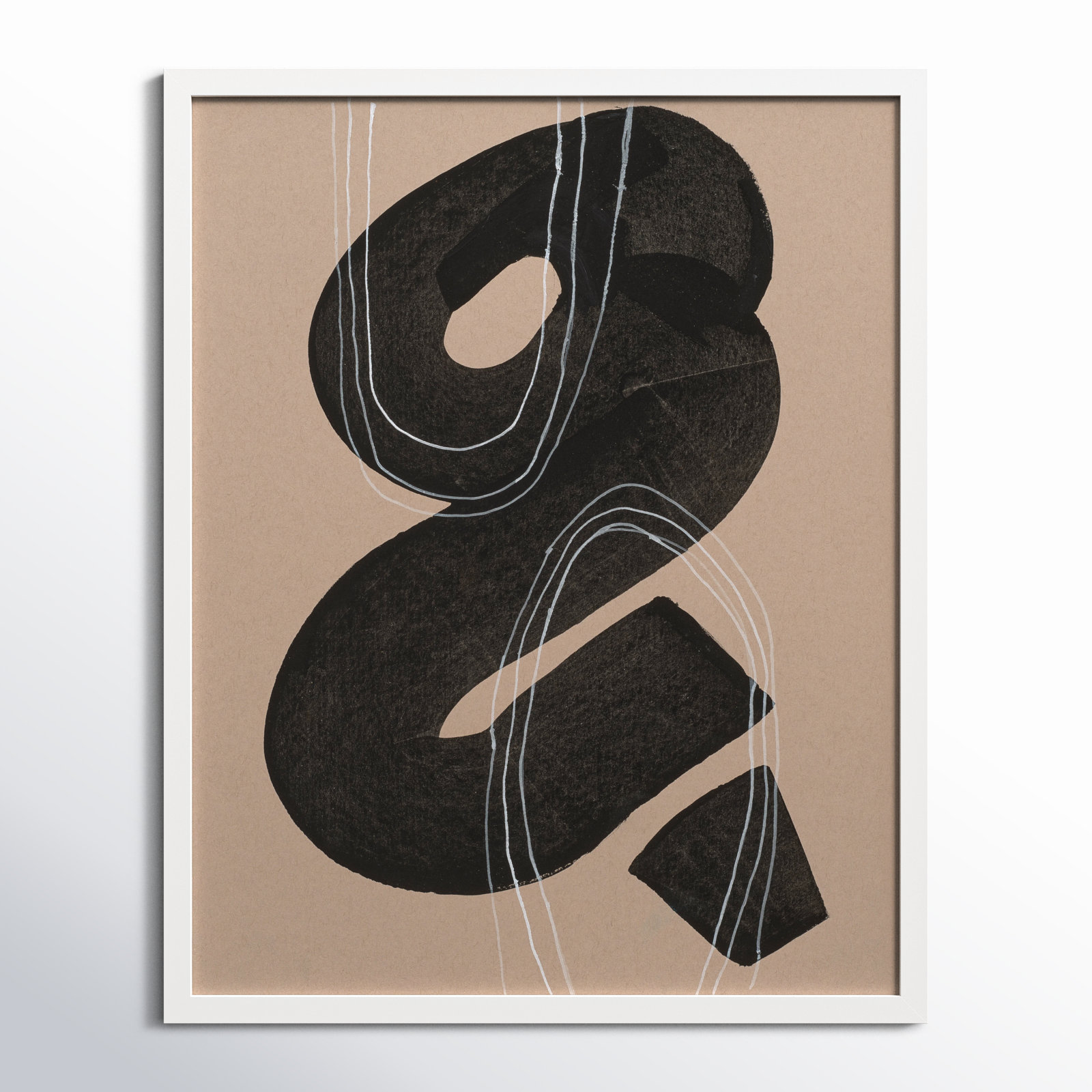 Free Form 5 by Andrea Stokes, 50" H x 40" W x 1.25" D, White Framed