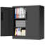 Armoire de rangement en métal avec serrure, armoire de garage 2 portes avec 2 tablettes réglables, classeur en acier robuste pour la maison, le bureau, le garage et l'école (noir, H 35,4 po)