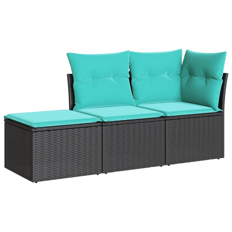 Ensemble de canapé de jardin noir pour l'extérieur