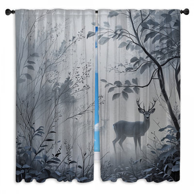 Rideaux obscurcissant et obscurcissant Misty Forest With Deer