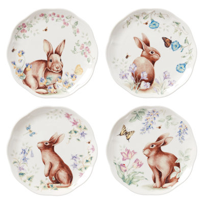 Butterfly Meadow Bunny 4-Piece Accent Plate Set
