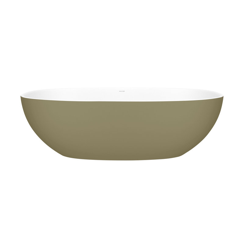 Barcelona 70.875" x 34.125" Freestanding Soaking Bathtub, Matte White, Yellow Gray - Matte