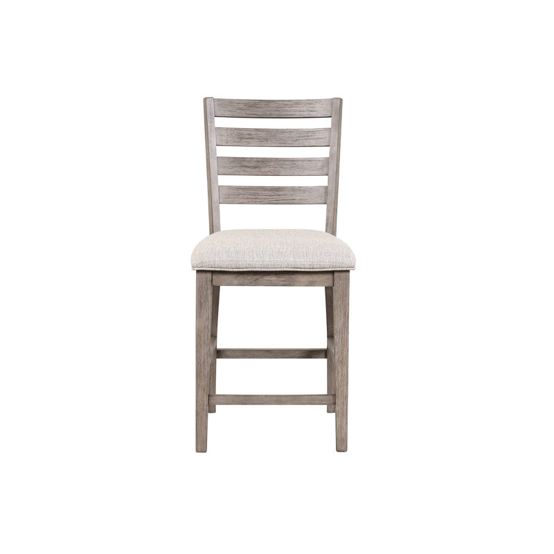 Tabouret de bar Ladderback gris rustique avec assise rembourrée confortable, de 2 patines et sièges