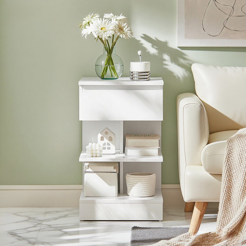 Irasville 39cm W Particle Board / Chipboard Bedside Table, White