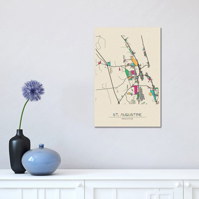 St. Augustine, Florida Map by Ayse Deniz Akerman - Wrapped Canvas Gallery-Wrapped Canvas Giclée