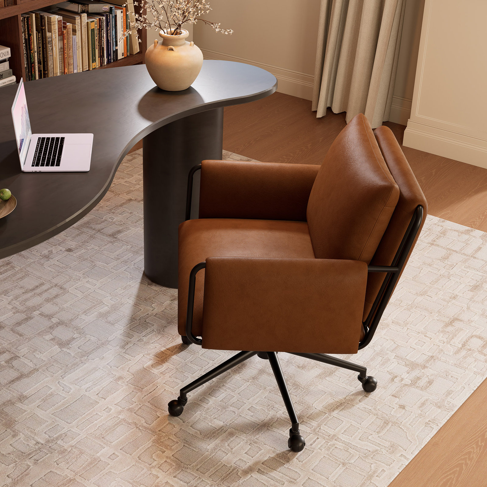 Arianna Office Chair with Lumbar Support, Brown Seat/ Black Frame