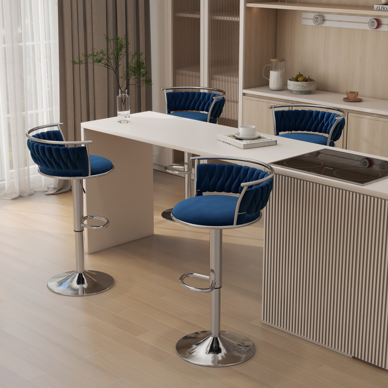 Tabouret de bar Christal, Argent, Navy Blue