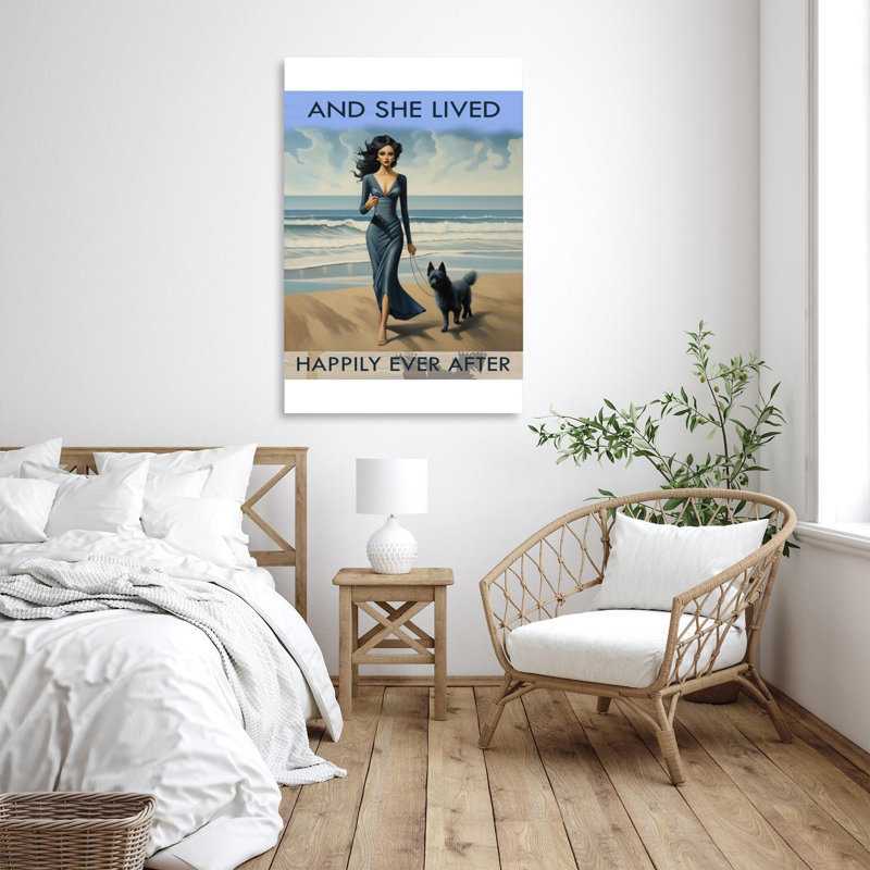 «Black Dog And She Lived Happily Ever After», reproduction d'art graphique sur toile tendue 1 pièce