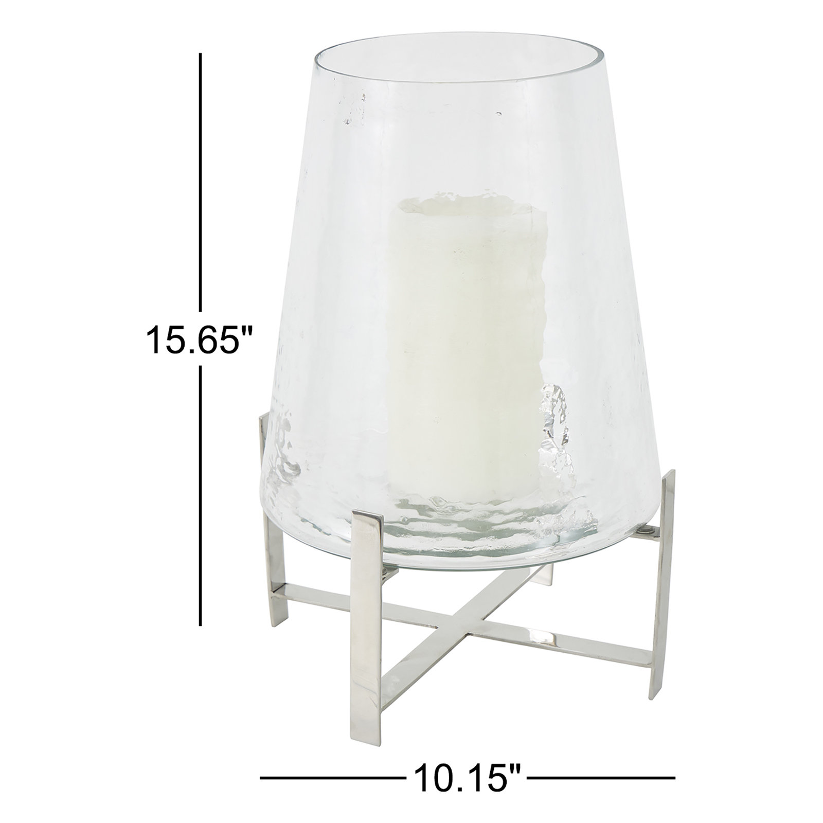 Shantel Aluminum Hurricane Candle Holder, 15.65" H x 10.15" W x 10.15" D