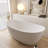 64.96" Freestanding Soaking Solid Surface Bathtub-111987440