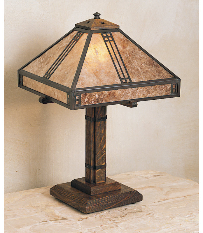 Lampe de table Pocola, H 23,13 po x l 15,88 po, Cuivre antique, Mica amande