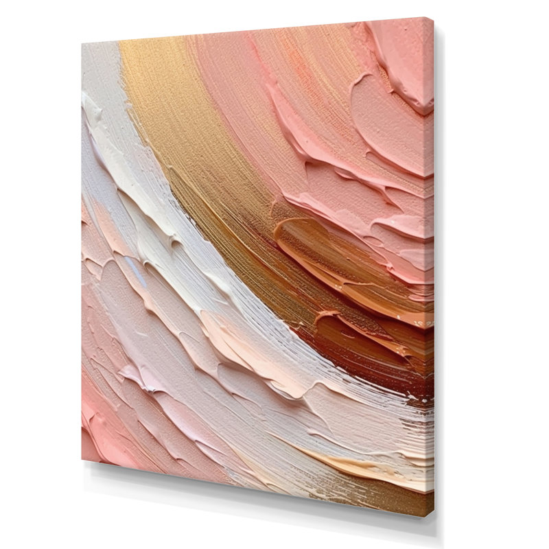 «Peach and Gold Spiral Radiance - Abstract Spirals», art mural, H 32 po x l 16 po x P 1 po, Toile tendue