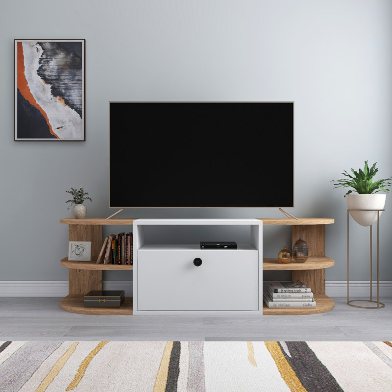 TV Stand for TVs up to 60", Atlantic Pine/White