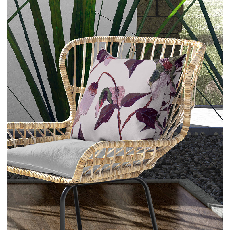 Coussin intérieur / extérieur Nature's Emb broderie, Rose / Mauve, Carré 16 po