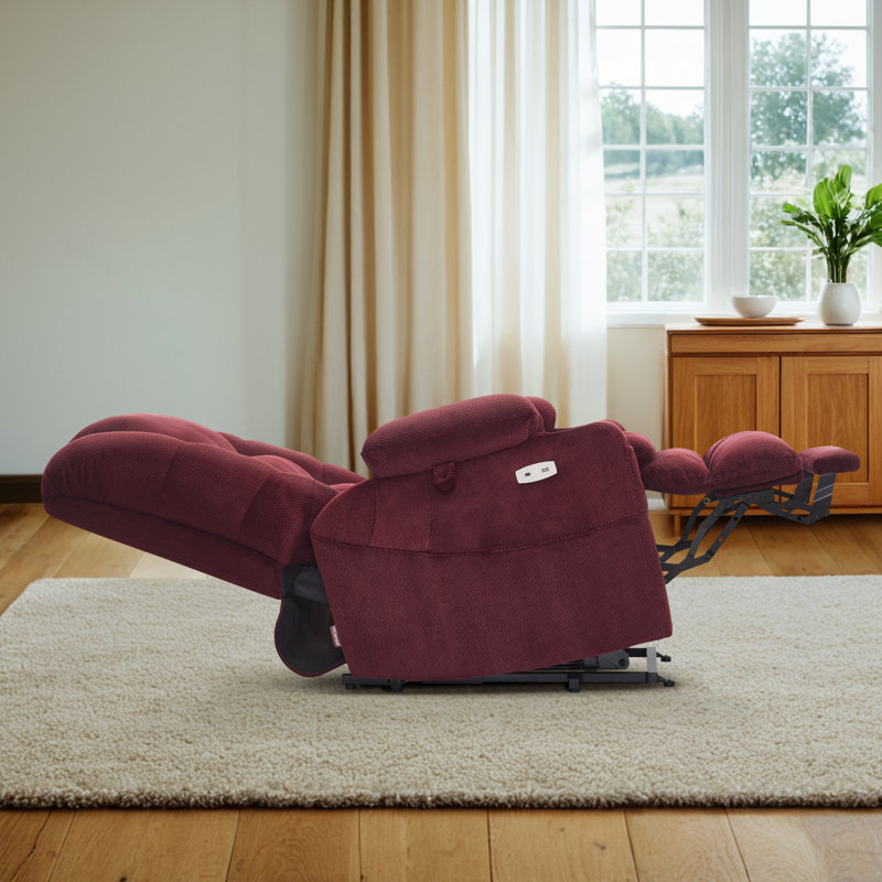 27.2" Extra Wide Dual Motor Power Recliner Lift Chair with Massage and Dual Heating, Infinite Position, Fabric, Red