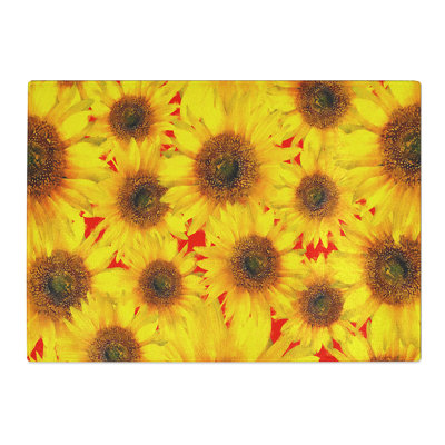 Tempered Glass Wall of Sunflowers Painting Chopping Board